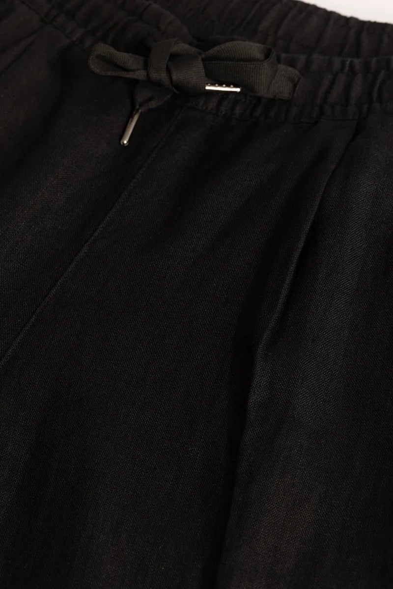 SNITCH سروال أسود مريح 100% من الكتان - Image 2
